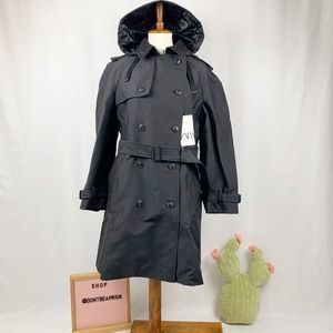 New Zara Water Resistant Black Trench Coat (Sz: L)